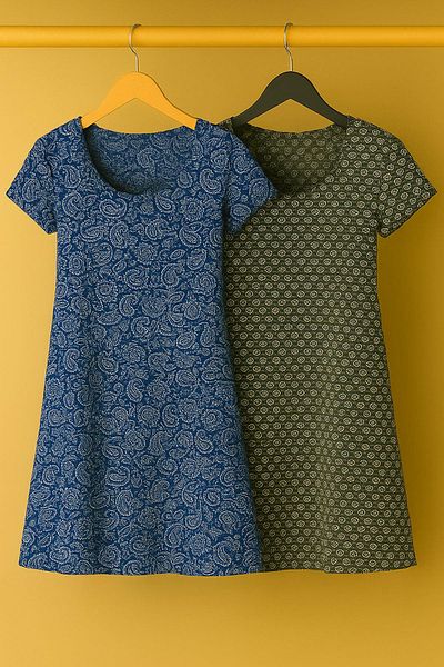 COTENCONCEPT 2 Pieces Draped Comfortable Fit Daily Combed Cotton Fabric Dress