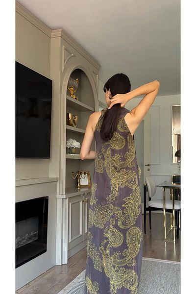 HAZELANNA Coffee Top Gold Dress