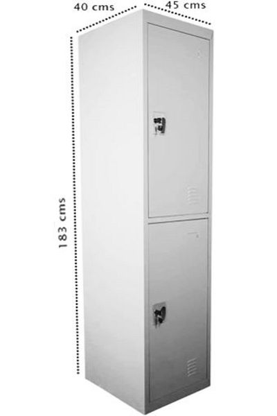 AWF AL WADI FURNITURE Office Home Steel Locker Two Tier Lockable Steel Cabinet with shelves, Grey