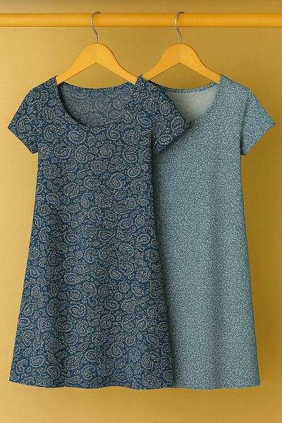 COTENCONCEPT 2 Pieces Draped Comfortable Fit Daily Combed Cotton Fabric Dress