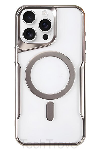 TechTrove iPhone 16 Pro Max Kılıf Magsafe Uyumlu Arkası Şefaf Tasarım Lazer K...