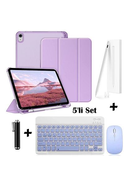 m.tk moveteck iPad 11Th Generation A16 /10. Generation 10.9 Compatible Flip Case + Keyboard Mause with Bluetooth + Palm Red Pen