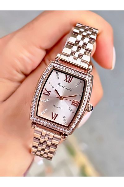Ferrucci Women's Wristwatch Stone Model Steel Cord Waterproof Bracelet Gift