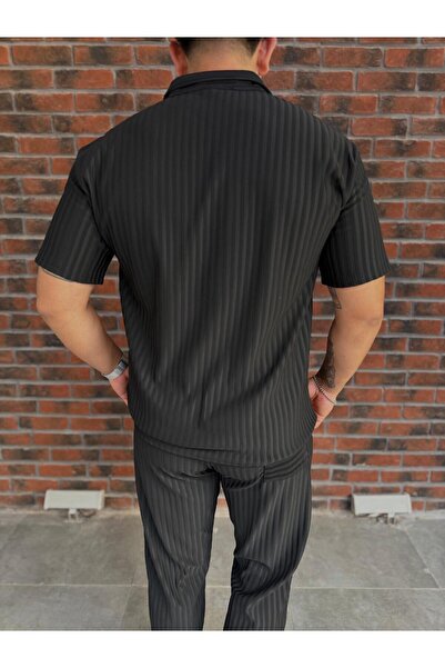 Combineman35 Ανδρικό μπλουζάκι με κάθετες ρίγες με λαιμόκοψη πόλο