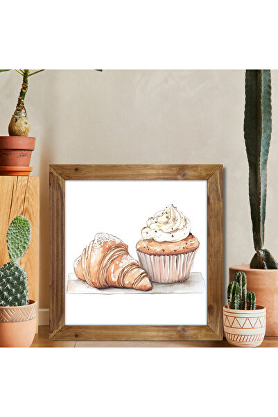 woodhomeworks Tek Parça Gerçek Ahşap Çerçeveli Mutfak Dekor Tablo kare