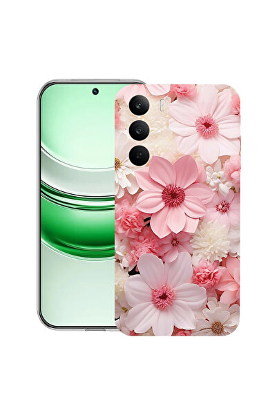 bestcase Διαφανής θήκη σιλικόνης για Realme C71, ροζ και λευκή μαργαρίτα, 204...