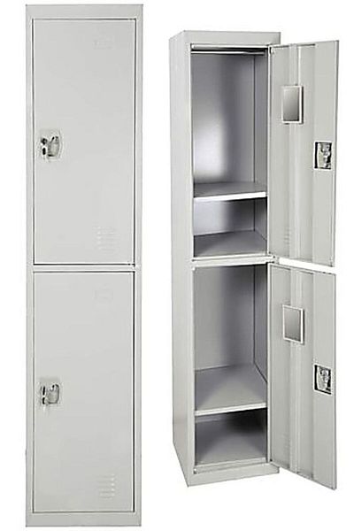 AWF AL WADI FURNITURE Office Home Steel Locker Two Tier Lockable Steel Cabinet with shelves, Grey