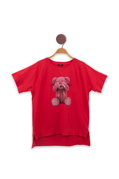 FOR WOMEN Girls' Red Love Friends Teddy Bear T-Shirt