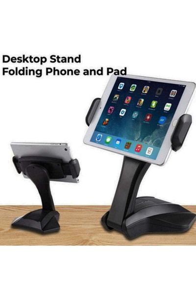 Generic Foldable Multi-Angle Desktop Holder for Phones & Tablets - Durable Design with Anti-Slip Base, Unive