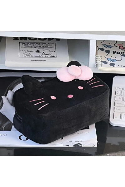 darko Hello Kitty Kedi Siyah Sevimli Kalemkutu Çocuk Kalemkutusu Kedili Kalem Kutu - Hediyelik Kalemlik