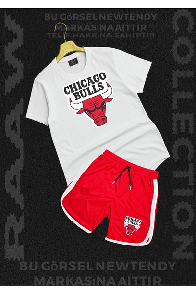 Minikelya Chigago Bulls Summer T-Shirt and Basket Shorts 2 Fan Combination Set