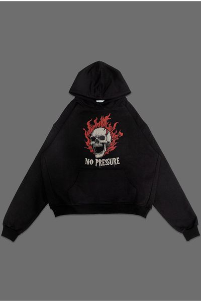 EVIus Oversize No Pressure Printed Hooded Sweatshirt