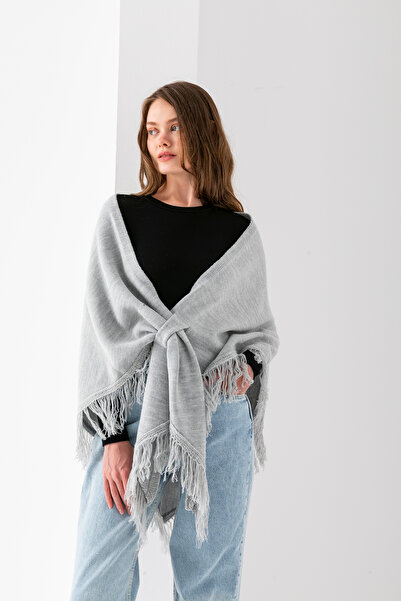 VEGA MODA 100% Acrylic Triangle Knitted Shoulder Shawl, Tassel and Soft Textu...