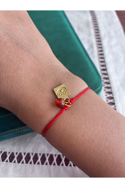 Miltonia Eye Red Agate Rope Bracelet