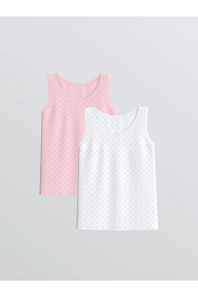 LC Waikiki Lcw Kids Heart Patterned Girl's Undershirt 2-Piece (W5)