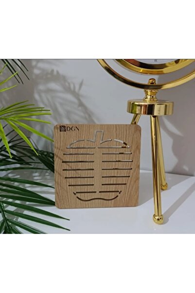 Kitchen Damys Natural Wooden Apple Patterned Pot Teakette Base