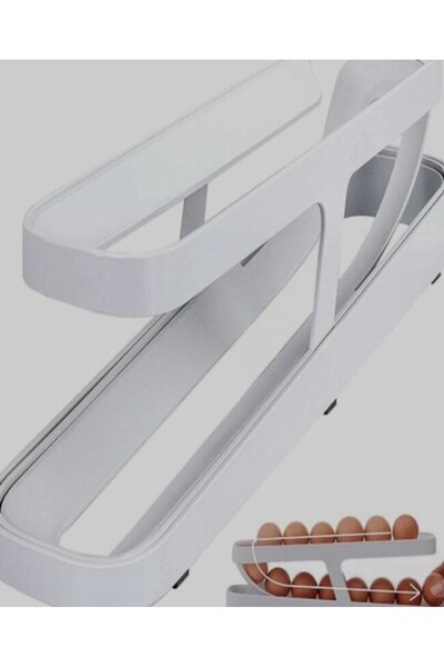 MİNTOLA STORE 2 Tiers Automatic Egg Stand Egg Rack Storage Container Refrigerator Organizer