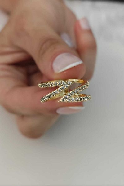 KYOLA DESİGN Iconic Zircon Stone Adjustable Gold Women's Ring