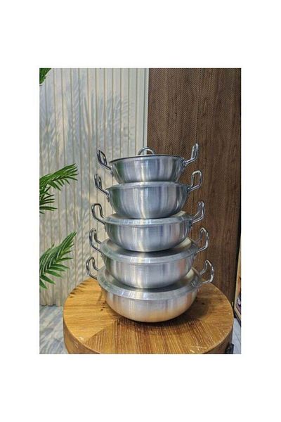 Generic 5-piece aluminum cookware set with two handles