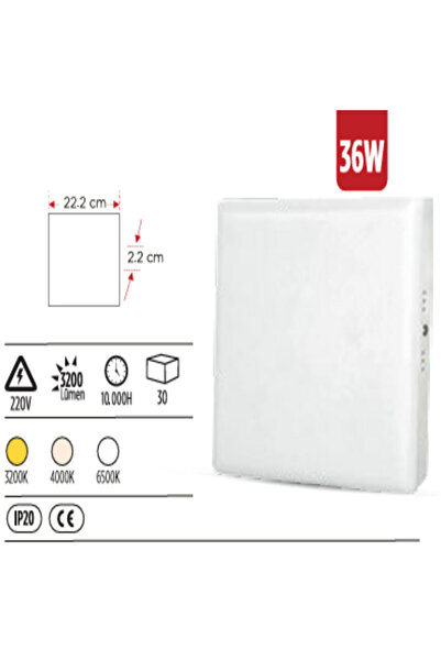 YCL ASM 1540 36W Çerçevesiz Sıva Üstü Backlight Kare LED Panel – 6500K Beyaz Işık