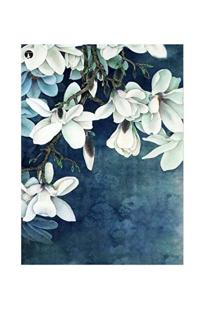 Generic Flower Themed Metallic Plate Blue/White/Green 20x15cm