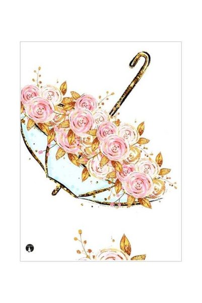 Generic Floral Themed Metallic Plate White/Pink/Gold 20x15cm