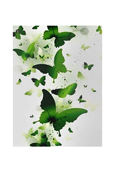 Generic Butterfly Printed Metallic Plate Green/White 20x15cm