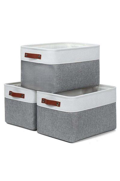 Generic 3PCS Large Fabric Storage Baskets for Shelves | Closet Storage Bins for Shelves | Cloth Baskets for