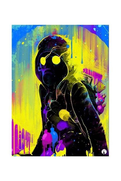 Generic Printed Decorative Metallic Plate Yellow/Purple/Black 20x15cm