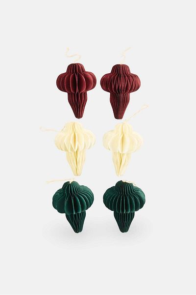 Generic Muy Mucho 6 Pieces Decorative Origami Balls, Dark Green/Off White/Maroon