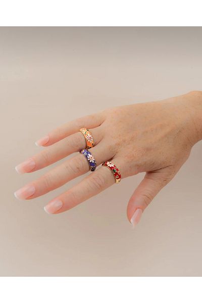 NEMOPHİLA Enamel Adjustable Steel Women's Ring – Rustproof, Stylish and Durable Jewelry