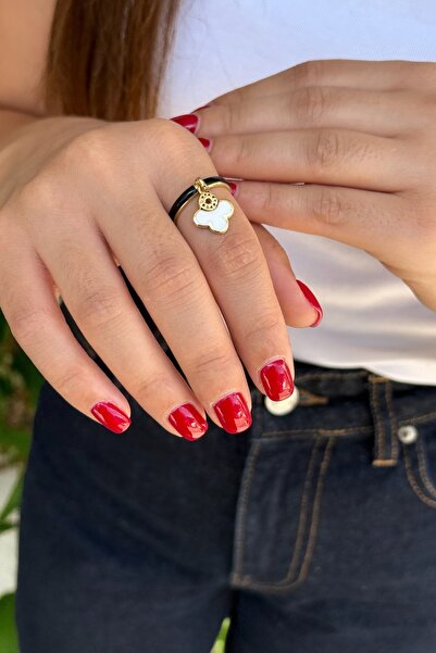 Utku Kuyumculuk 14 AYAR MİNELİ İTALYAN MODEL SALLANTISI ÇİFT TARAFLI YONCA YÜZÜK