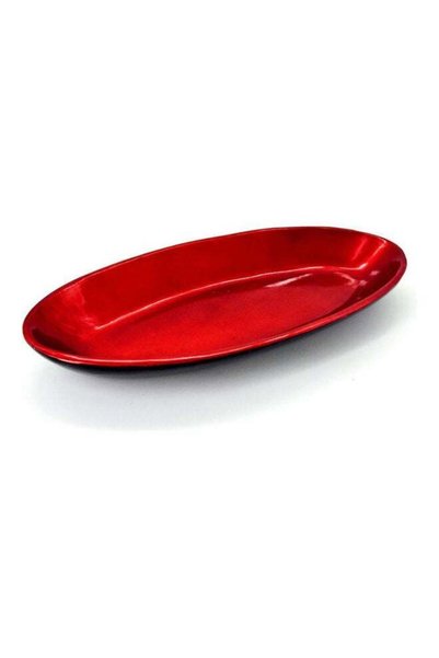 Generic Lacquer Oval Plate Red