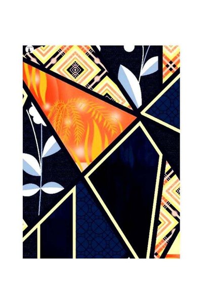 Generic Themed Metallic Plate Black/Blue/Orange 20x15cm