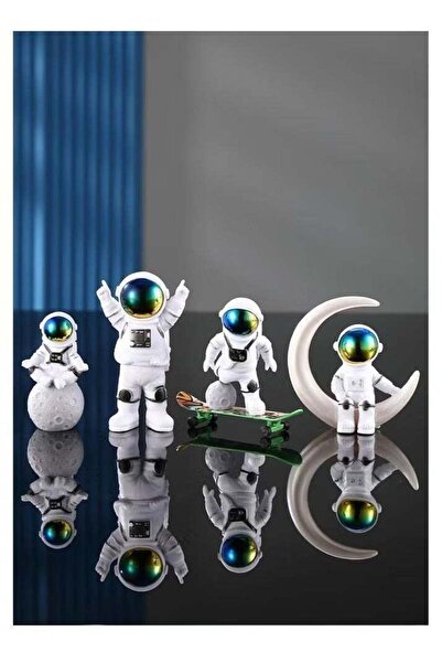 Generic 4Pcs Astronaut Statues Creative Space Themed Decorations for Living R...
