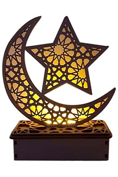 Generic Ramadan Light Eid Mubarak Lamp Decorations for Home 3D Wooden Moon St...