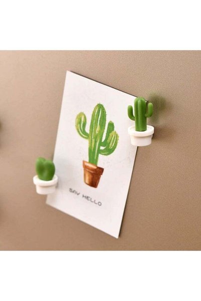 Generic 6pcs Adorable Cactus Fridge Magnets - Cartoon Plant Design, Durable A...