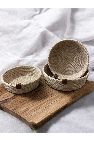 SİMEREV HALI HOME CONSEPT مجموعة سلال خوص من 3 قطع، منظم متعدد الأغراض للمطبخ والحمام وغرفة المعيشة، مناسبة للمناشف والخوص