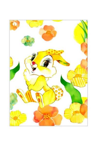 Generic Rabbit Themed Metallic Plate Yellow/Green/Orange 20x15cm