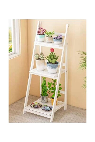Generic Wooden Foldable Flower Stand White 42x32x114