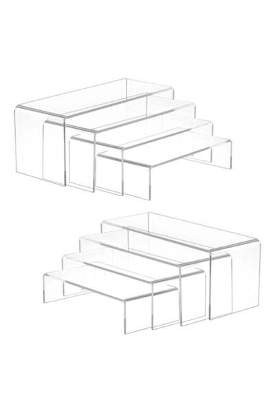 Generic 8pcs Acrylic Risers, Clear Rectangular Tiered Display Stand, Tabletop...