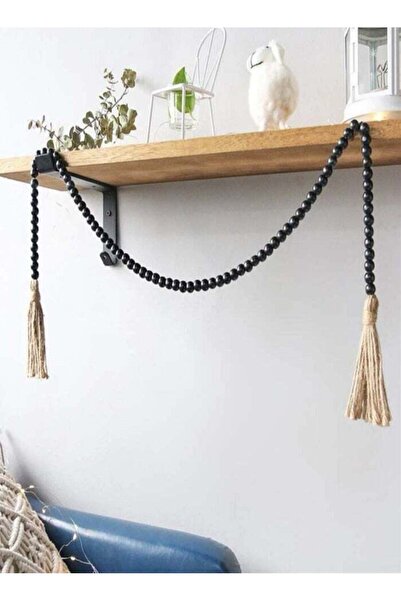 Generic Kutis 2-Piece Set Home Decoration String Of Beads Creative Tassel Design Hanging Decoration Wood Bl
