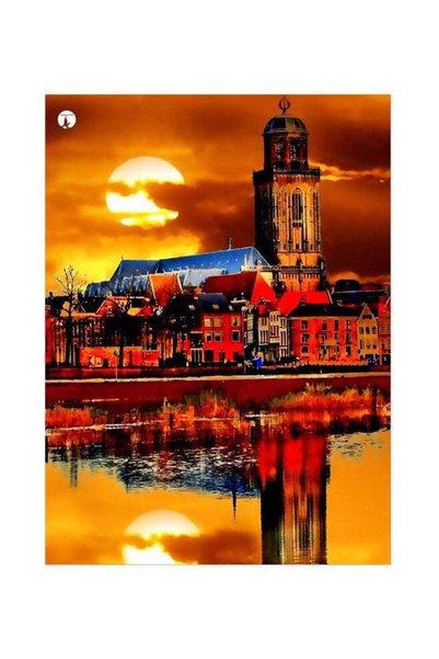 Generic Sunset Themed Metallic Plate Red/Blue/Yellow 20x15cm