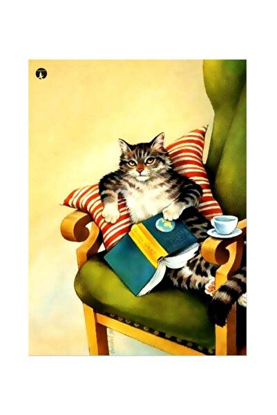 Generic Cat Themed Metallic Plate Yellow/Black/Green 20x15cm