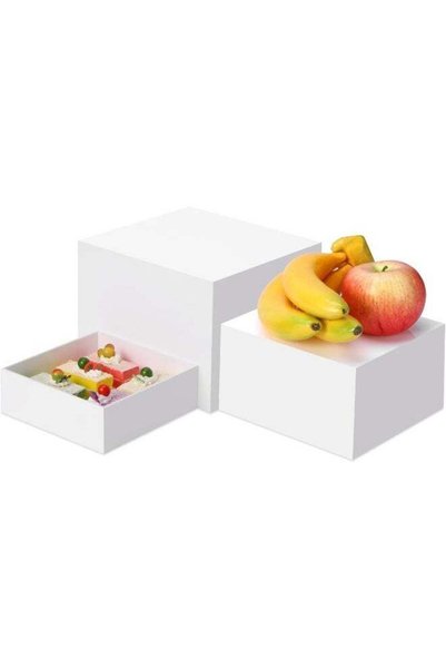 Generic 3 Pack Acrylic Display Boxes Cube Riser, Food Display Stands for Part...