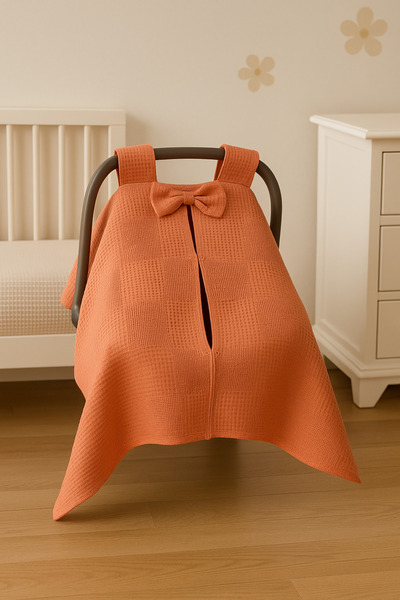 Babycitytr Kurdeleli %100 Pamuk Petek Waffle Pike Puset Örtüsü, Minderi ve Ça...