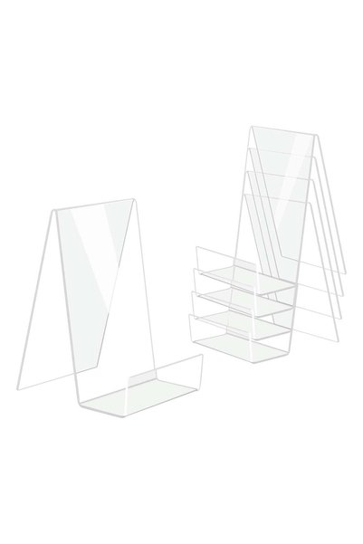 Generic 5PCS Clear Acrylic Book Stand, Transparent Acrylic Bookshelf, Book Ho...