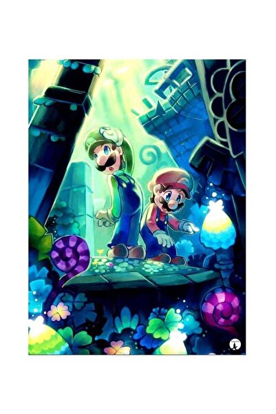 Generic Mario Brothers Themed Metallic Plate Blue/Green/Pink 20x15cm