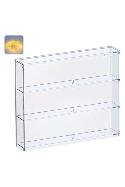 Generic 3-Layer Clear Acrylic Display Case with Door,Wall-Mounted Display She...