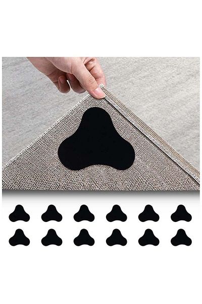 Generic SYOSI Rug Gripper Rug Tape 12 Pcs Double Sided Anti Curling Non Slip Reusable Rug Pad Rug Grippers